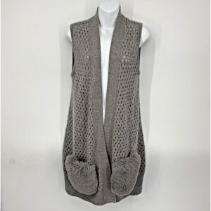 Magaschoni 100% Cashmere Knit Cardigan Sweater Vest Size S Faux Fur Quiet Luxury